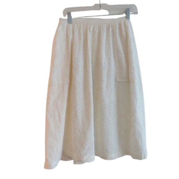 BEC + BRIDGE White Eyelet Lace Midi Skirt Coastal Neutral Boho - Size US 4 - Picture 1 of 14